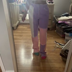 Patchwork color block jeans